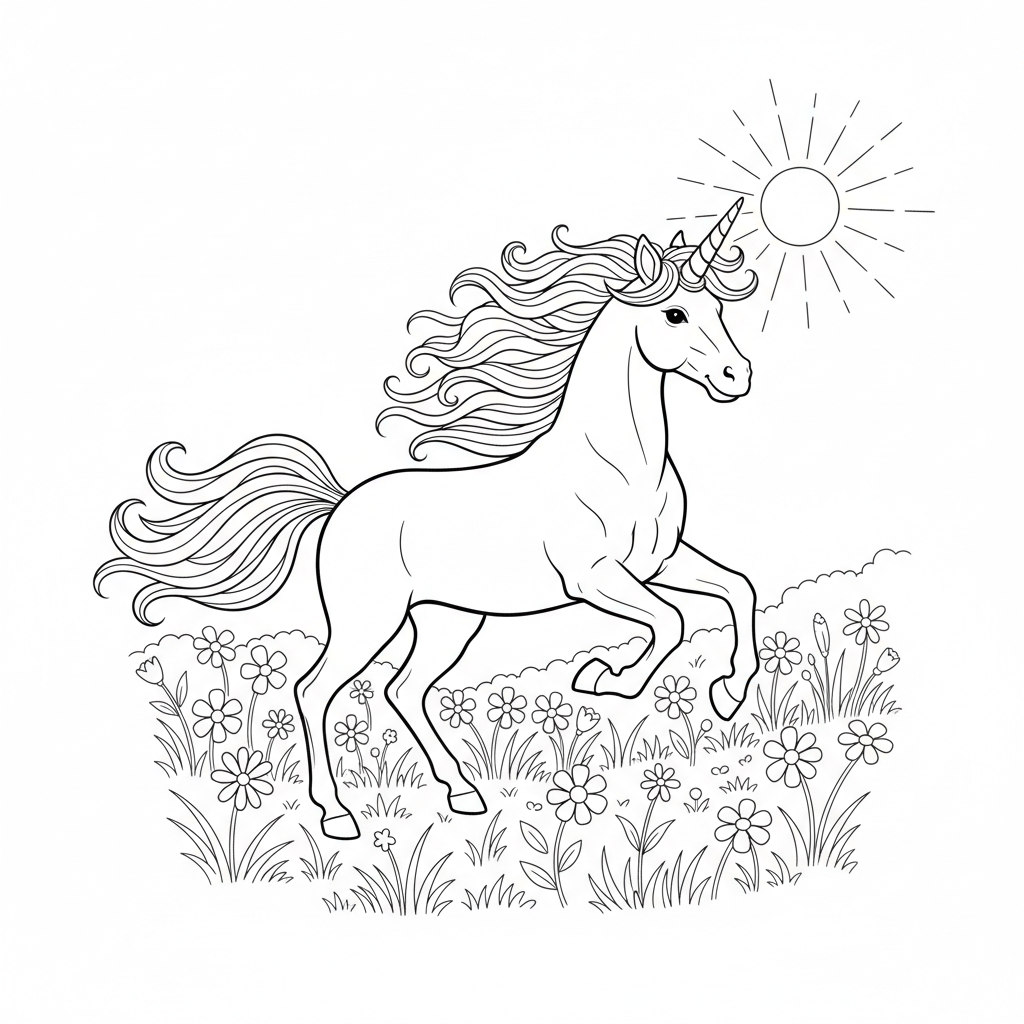 Rainbow Mane Gallop — Free Coloring Page for Kids coloring page