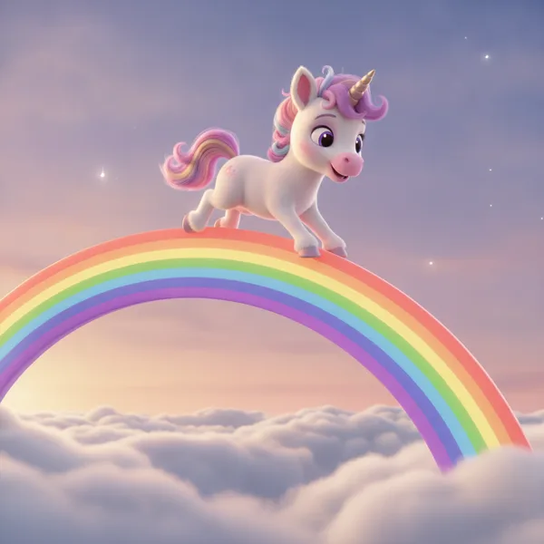 Cute Unicorn on a Rainbow — Free Coloring Page for Kids