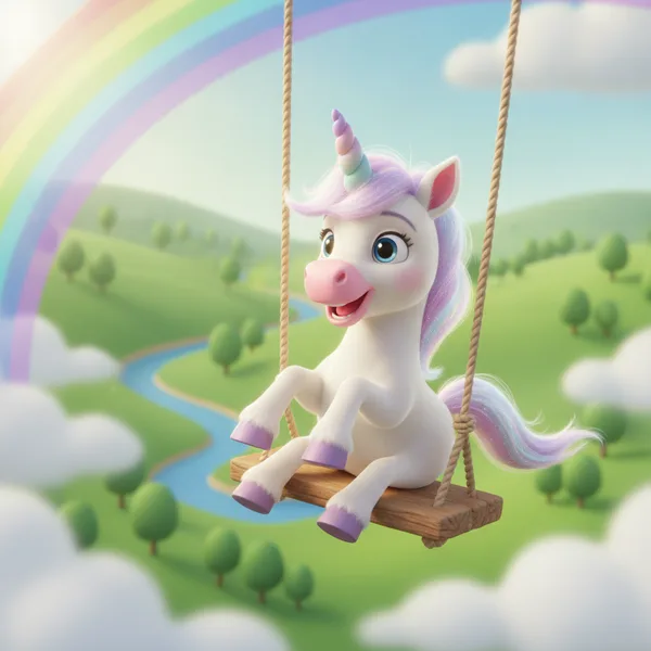 Joyful Unicorn on a Swing — Free Coloring Page for Kids