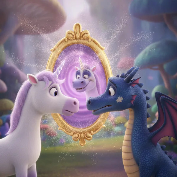 Bosque Encantado con un Unicornio — Dibujos de Unicornio para Colorear — Gratis para Imprimir