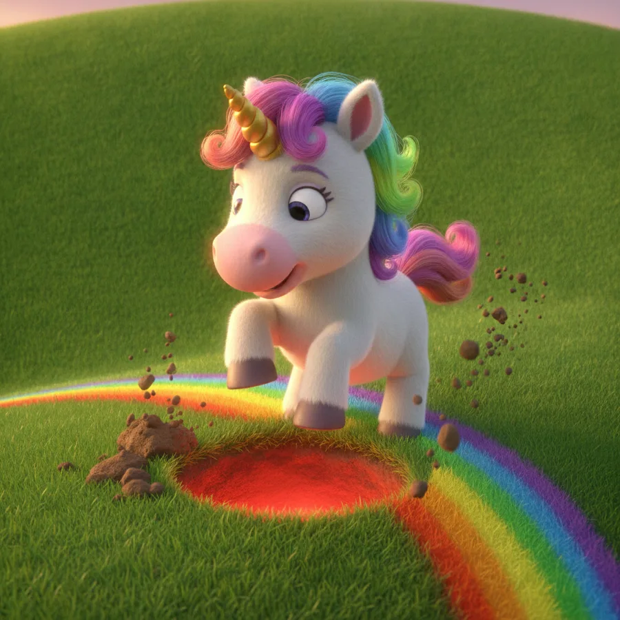 Dieses Ausmalbild zeigt ein süßes Einhorn, das über einen lebhaften grünen Hügel springt, was es für Kinder spannend macht. Die einfachen Bereiche umfassen das Gras und die Mähne des Einhorns, während der Regenbogen eine lustige Herausforderung bietet!
