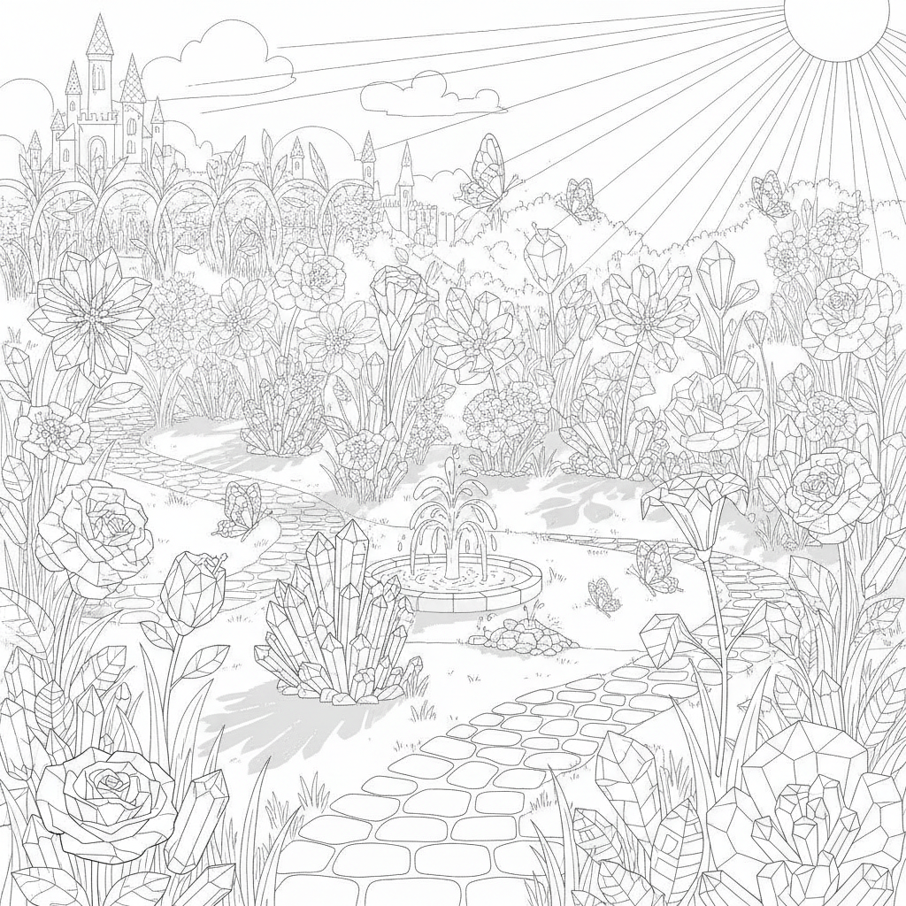 Whimsical Garden Pathway — Free Coloring Page for Kids