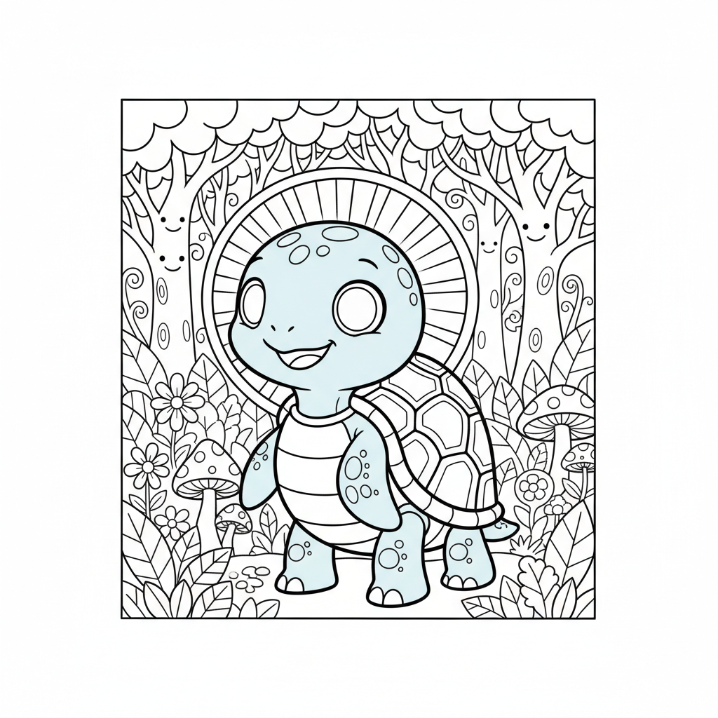 Rainbow Sea Turtle Coloring Fun — Free Printable Coloring Page for Kids coloring page