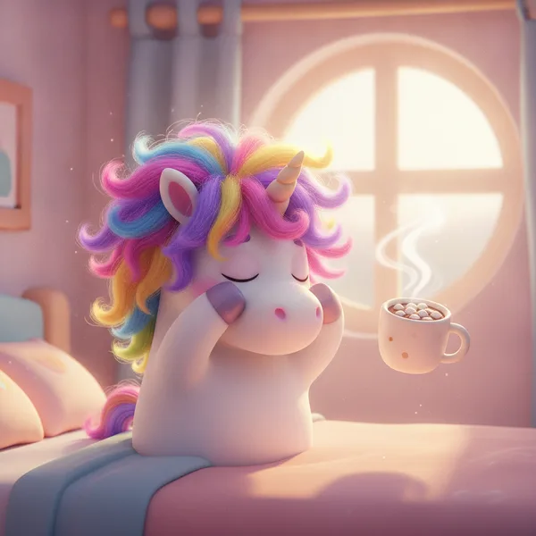 Unicornio Acogedor con Chocolate Caliente — Dibujos de Unicornio para Colorear — Gratis para Imprimir