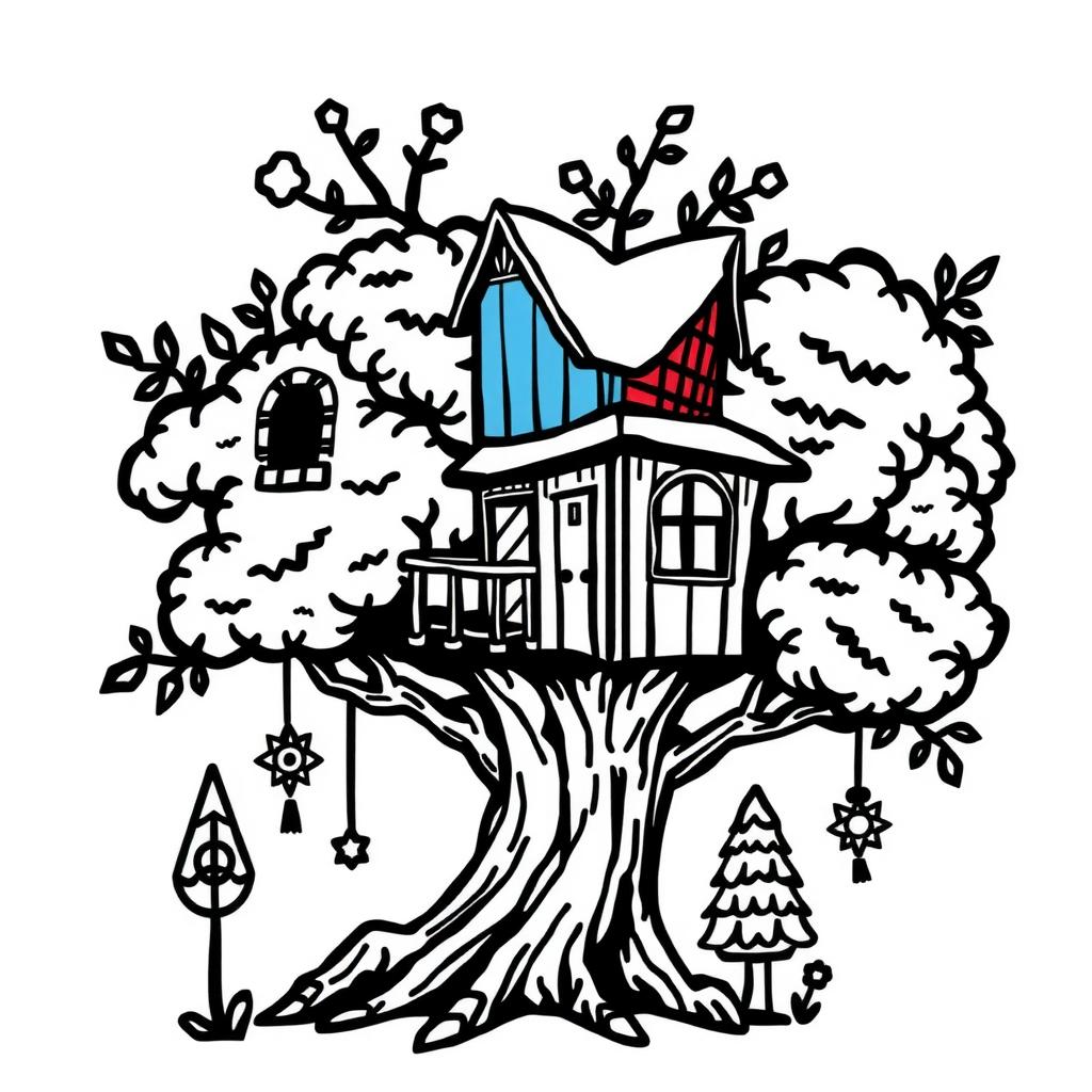 Rainbow Treehouse Coloring Page coloring page
