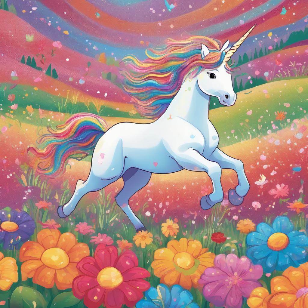 Glitter Unicorn Coloring Page