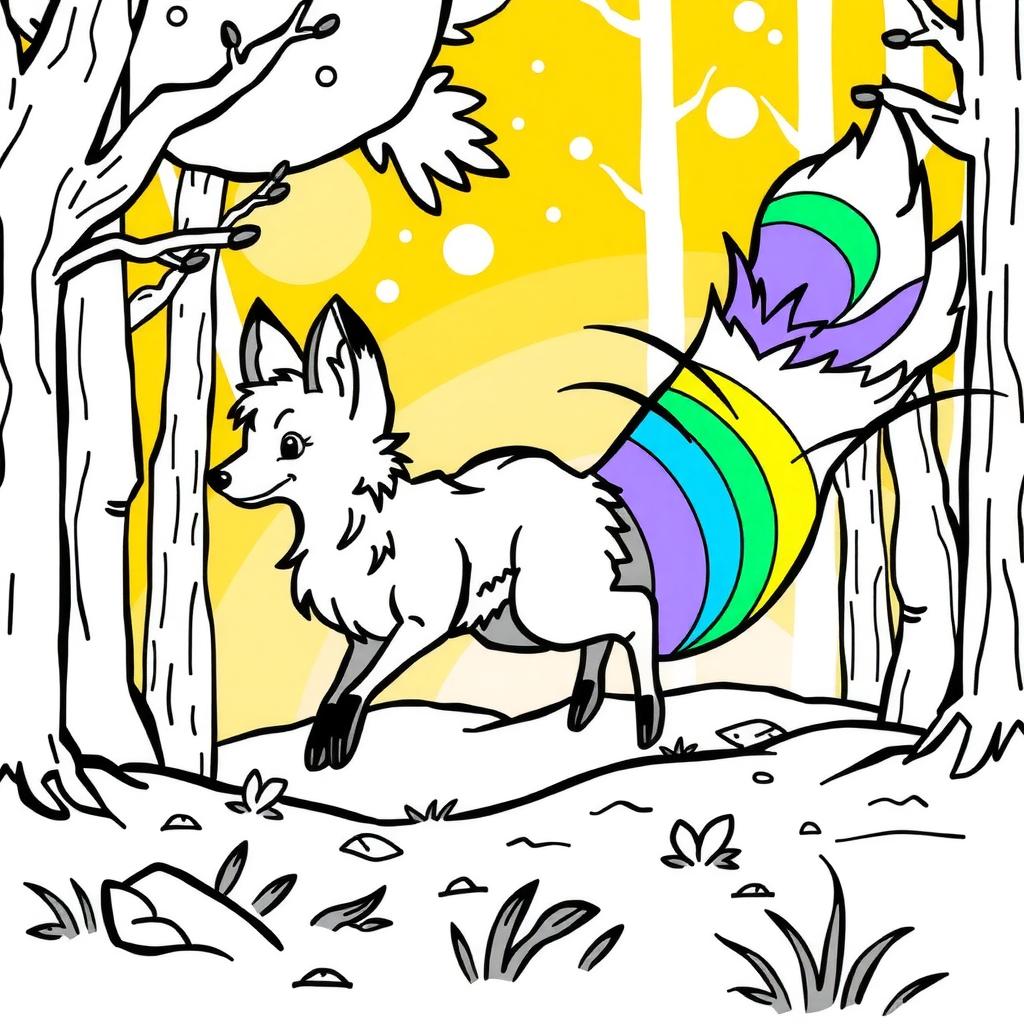 Rainbow Fox Coloring Page coloring page