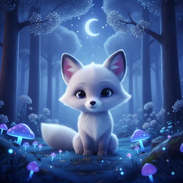 Zorro Fluffy en Bosque Brillante — Dibujos de Zorro para Colorear — Gratis para Imprimir
