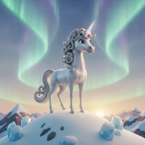 Whimsical Unicorn Under Northern Lights — Free Coloring Page for Kids
