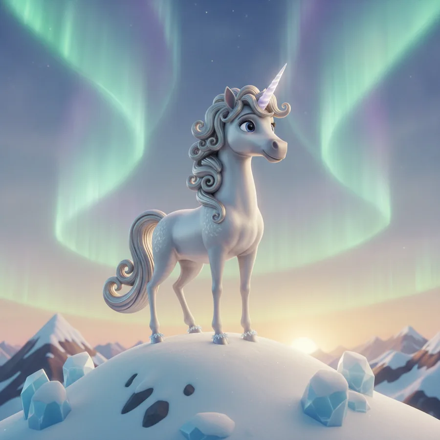 Whimsical Unicorn Under Northern Lights — Free Coloring Page for Kids