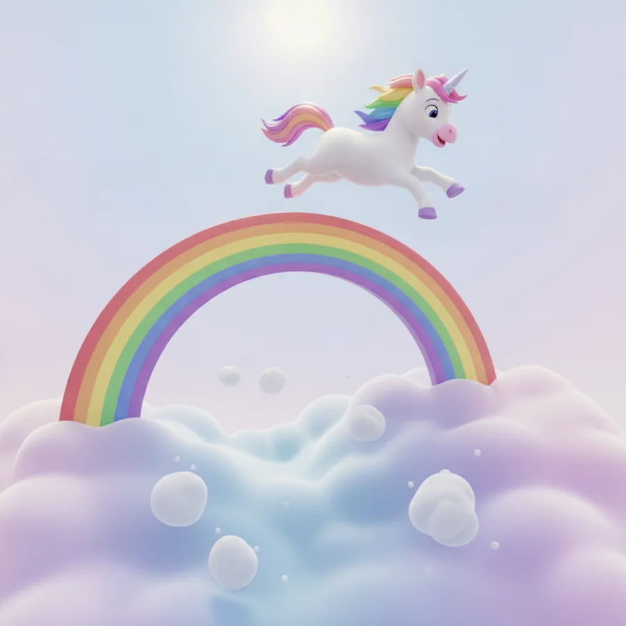 Esta cena encantadora apresenta um unicórnio cartoon e um arco-íris brilhante. As nuvens são fáceis de colorir, enquanto a crina do unicórnio oferece um desafio divertido.
