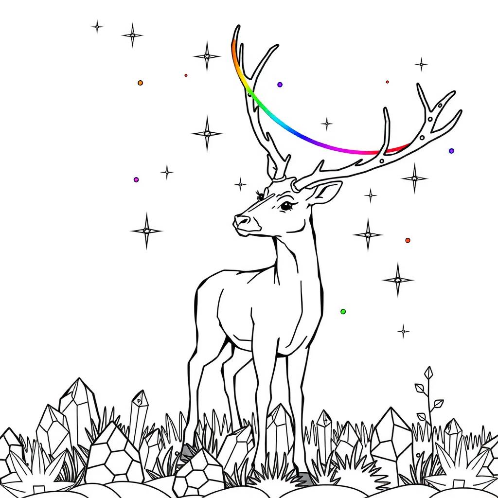 Rainbow Deer Coloring Page coloring page