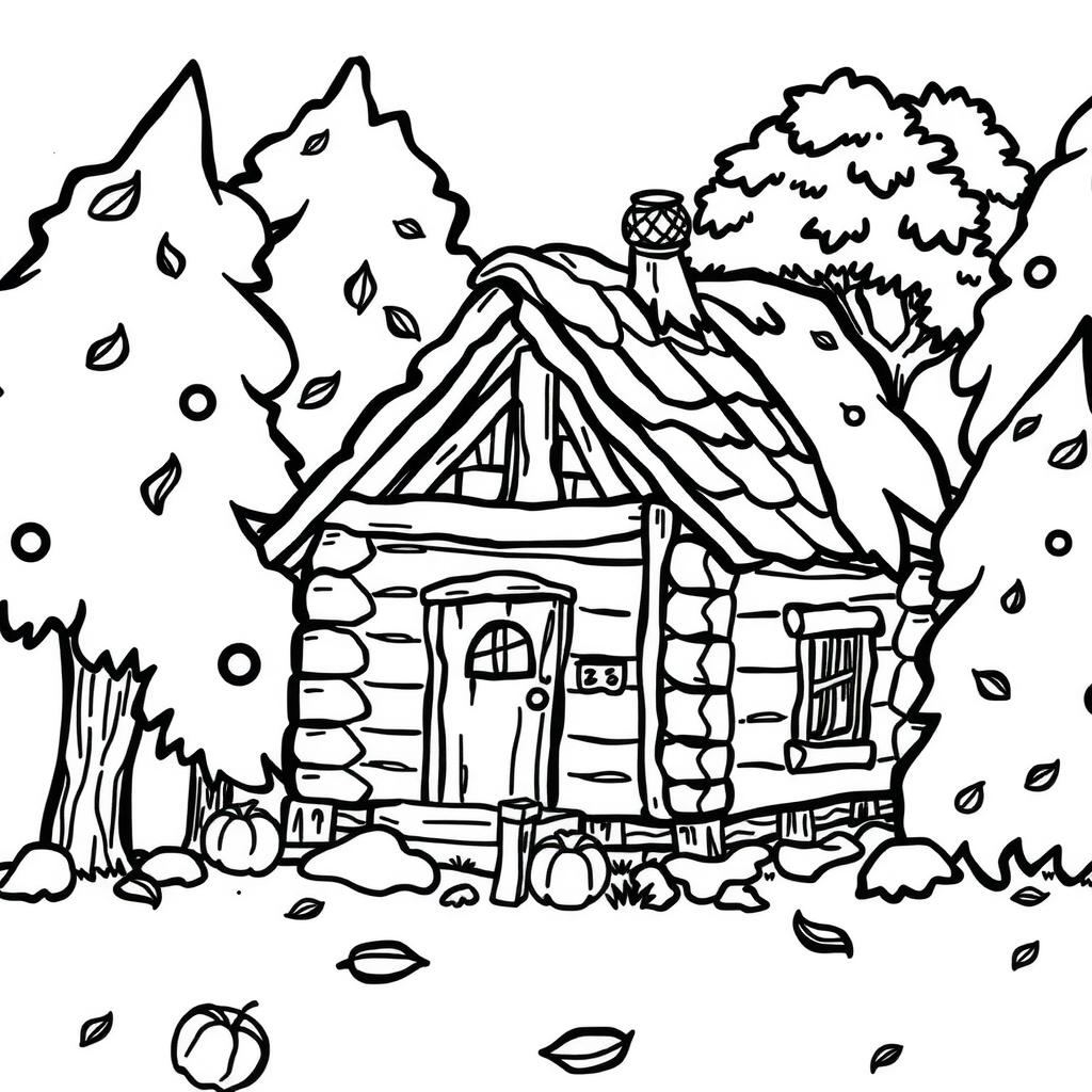 Rainbow Cabin Coloring Page coloring page