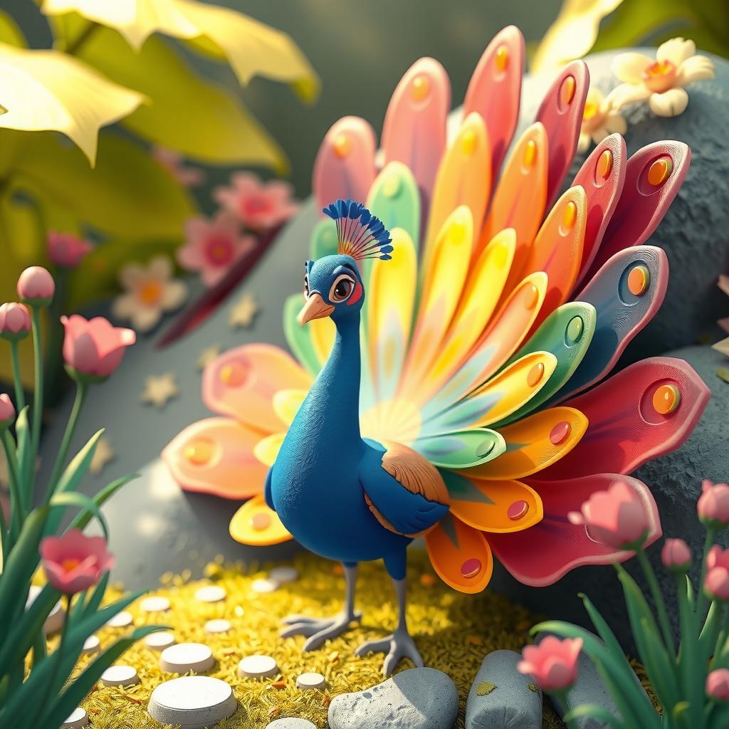 Rainbow Peacock Coloring Page