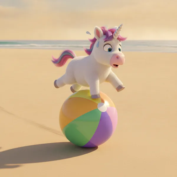 Surprised Unicorn on a Beach Ball — Free Coloring Page for Kids