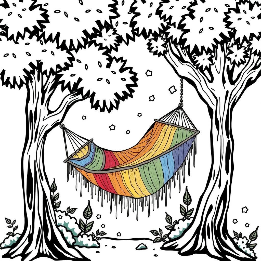 Rainbow Hammock Coloring Page coloring page
