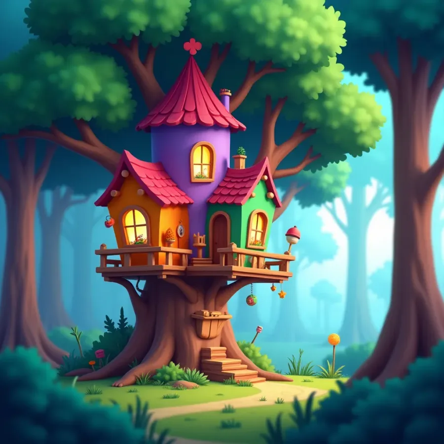 Rainbow Treehouse Adventure — Free Coloring Page for Kids