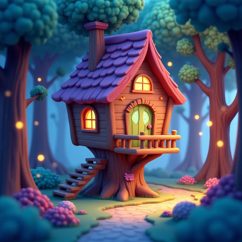 Rainbow Treehouse Coloring Page