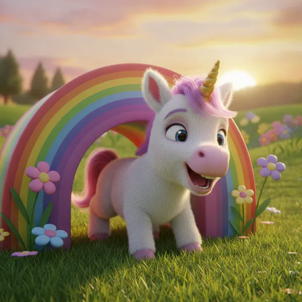 Cute Unicorn Under a Rainbow — Free Coloring Page for Kids