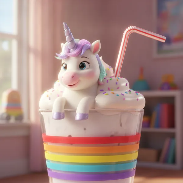 Cute Unicorn with Ice Cream Milkshake — Free Coloring Page for Kids