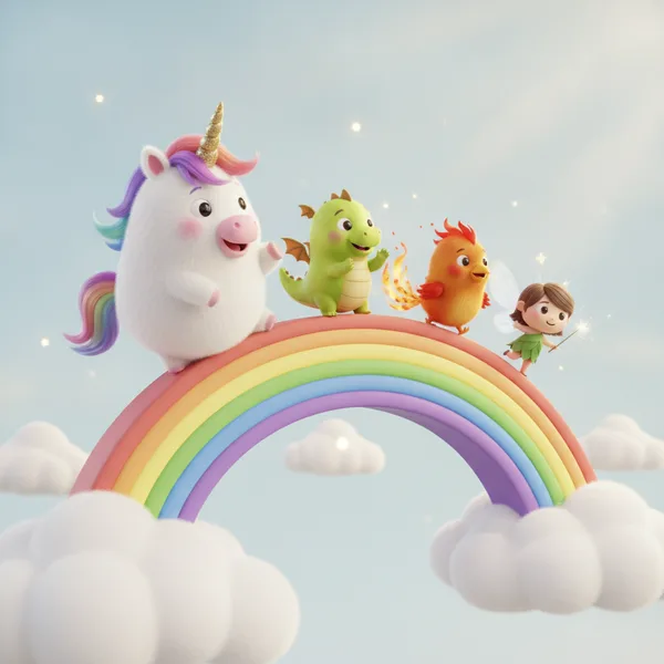 Unicornio Alegre en un Arcoíris — Dibujos de Unicornio para Colorear — Gratis para Imprimir