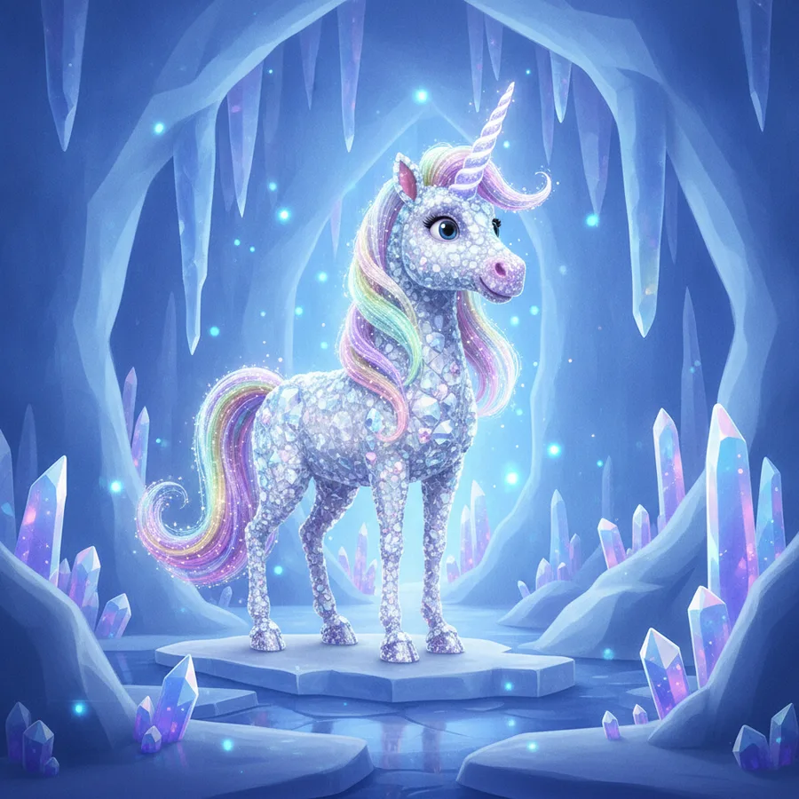 Crystal Unicorn Cave — Free Printable Coloring Page for Kids