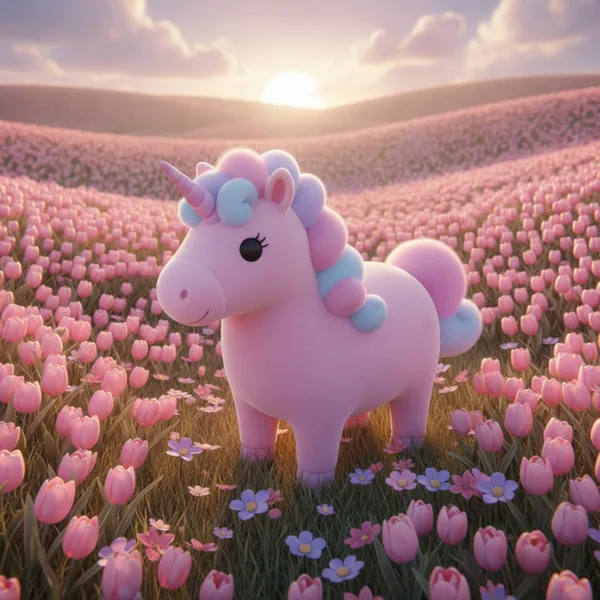 Vibrant Tulip Field with a Cute Unicorn — Free Coloring Page for Kids