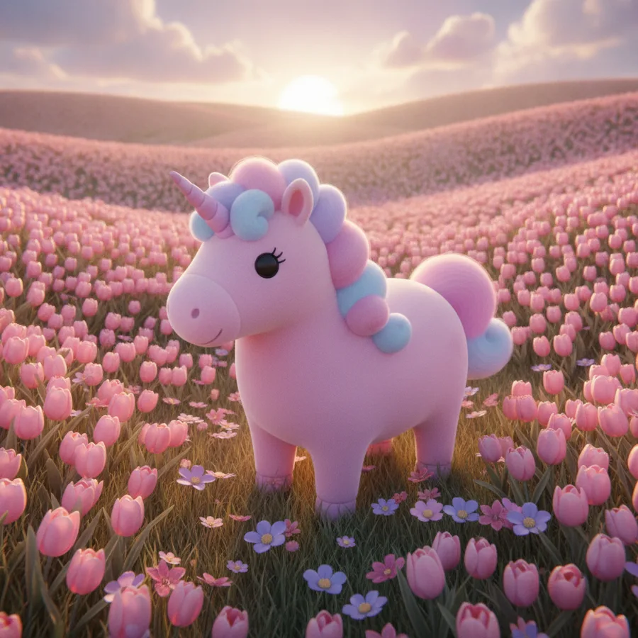 Vibrant Tulip Field with a Cute Unicorn — Free Coloring Page for Kids
