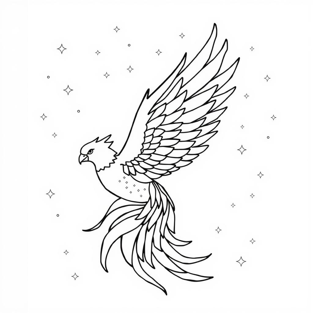 Rainbow Phoenix Coloring Page coloring page