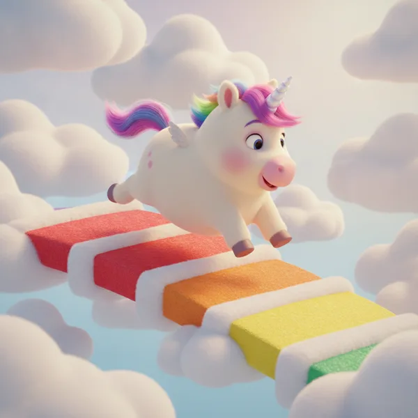 Joyful Unicorn Leaping Across a Colorful Sky — Free Coloring Page for Kids