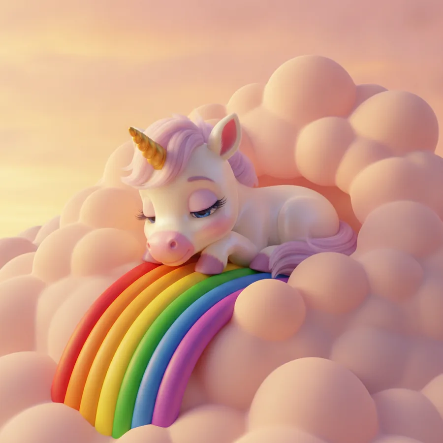 Color the adorable sleeping unicorn nestled among the fluffy clouds and vibrant rainbow. The smooth shapes of the clouds are easy to color, while the unicorn's intricate mane offers a delightful challenge.