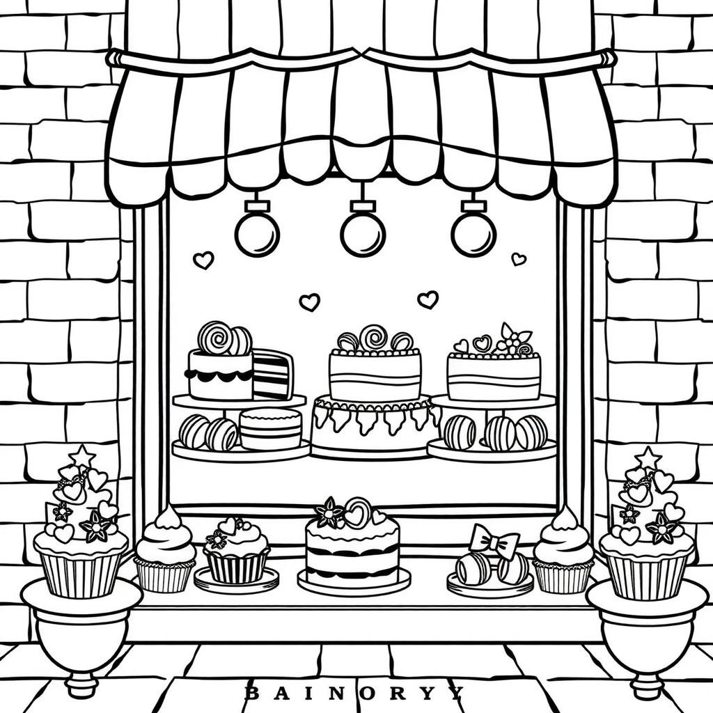 Rainbow Bakery Coloring Page coloring page