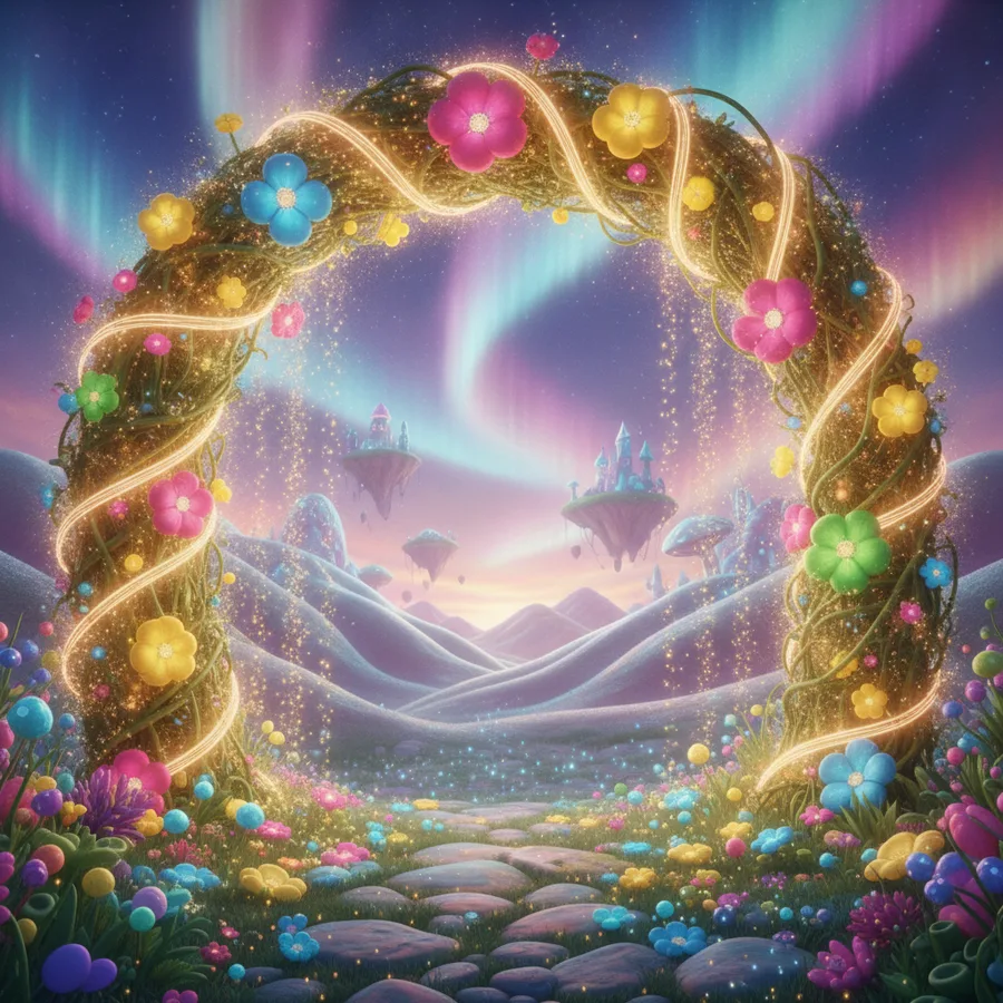 This enchanting portal scene features easy areas like the flowers and lights to color, while the intricate vines and floating islands provide a fun challenge. Kids will love bringing this magical world to life!
