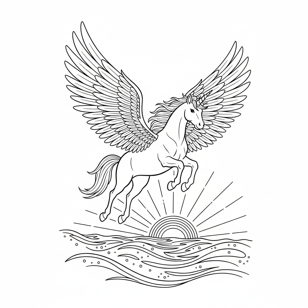 Soaring Rainbow Wings — Free Printable Coloring Page for Kids coloring page