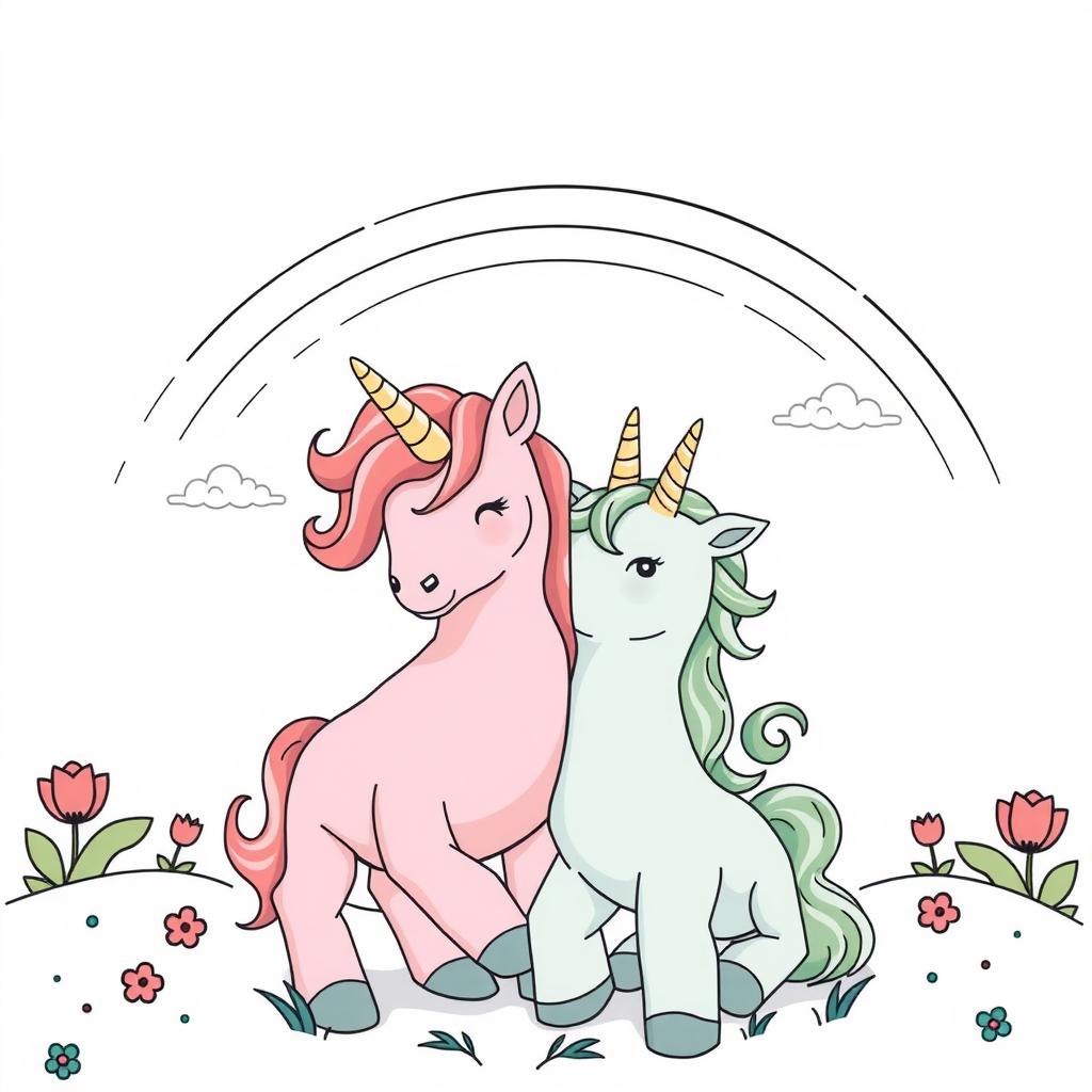 Baby Unicorn Twins — Free Coloring Page for Kids coloring page
