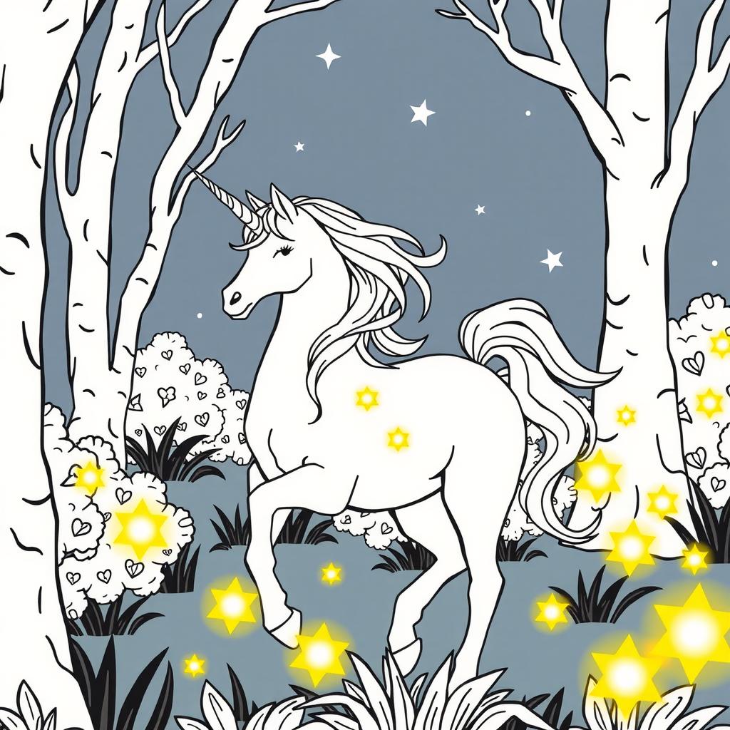 Starry Mane Dance — Unicorn Coloring Page coloring page