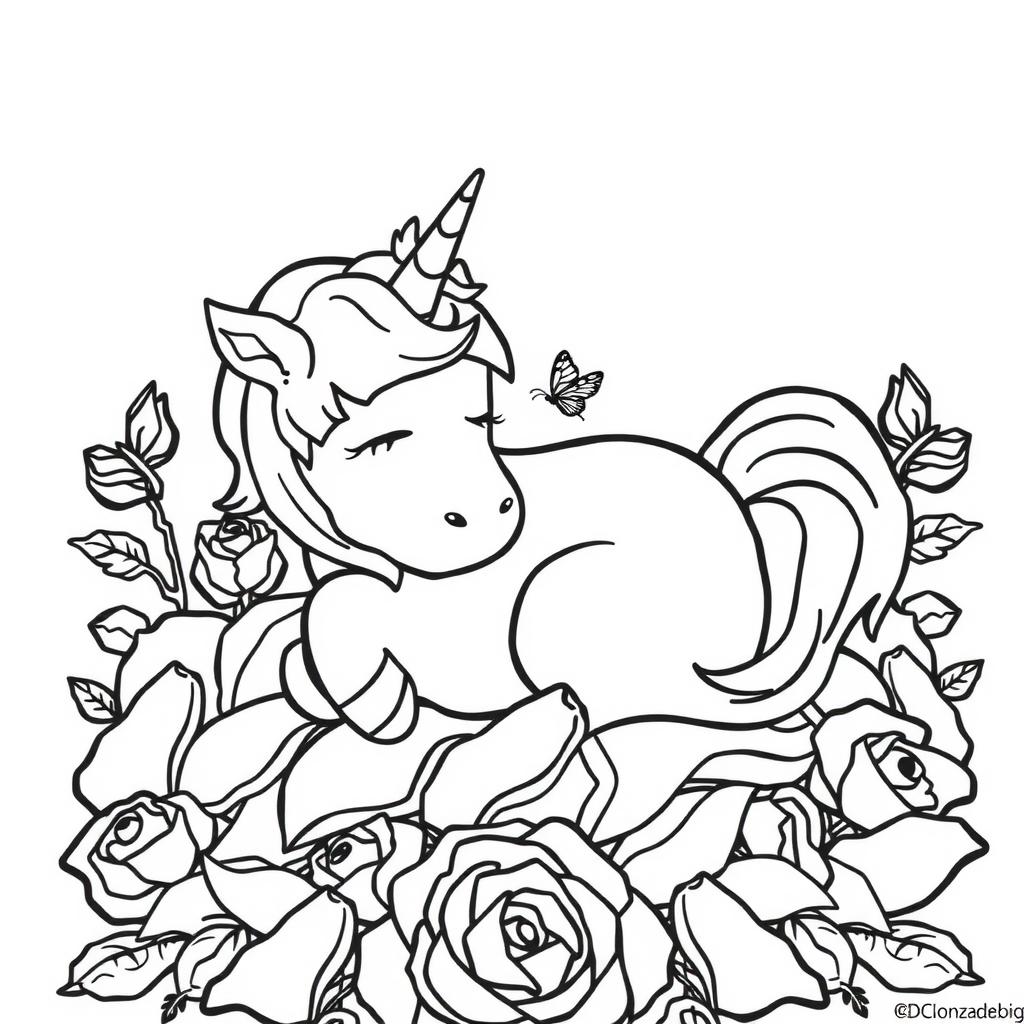 Baby Unicorn Nap — Free Coloring Page for Kids coloring page