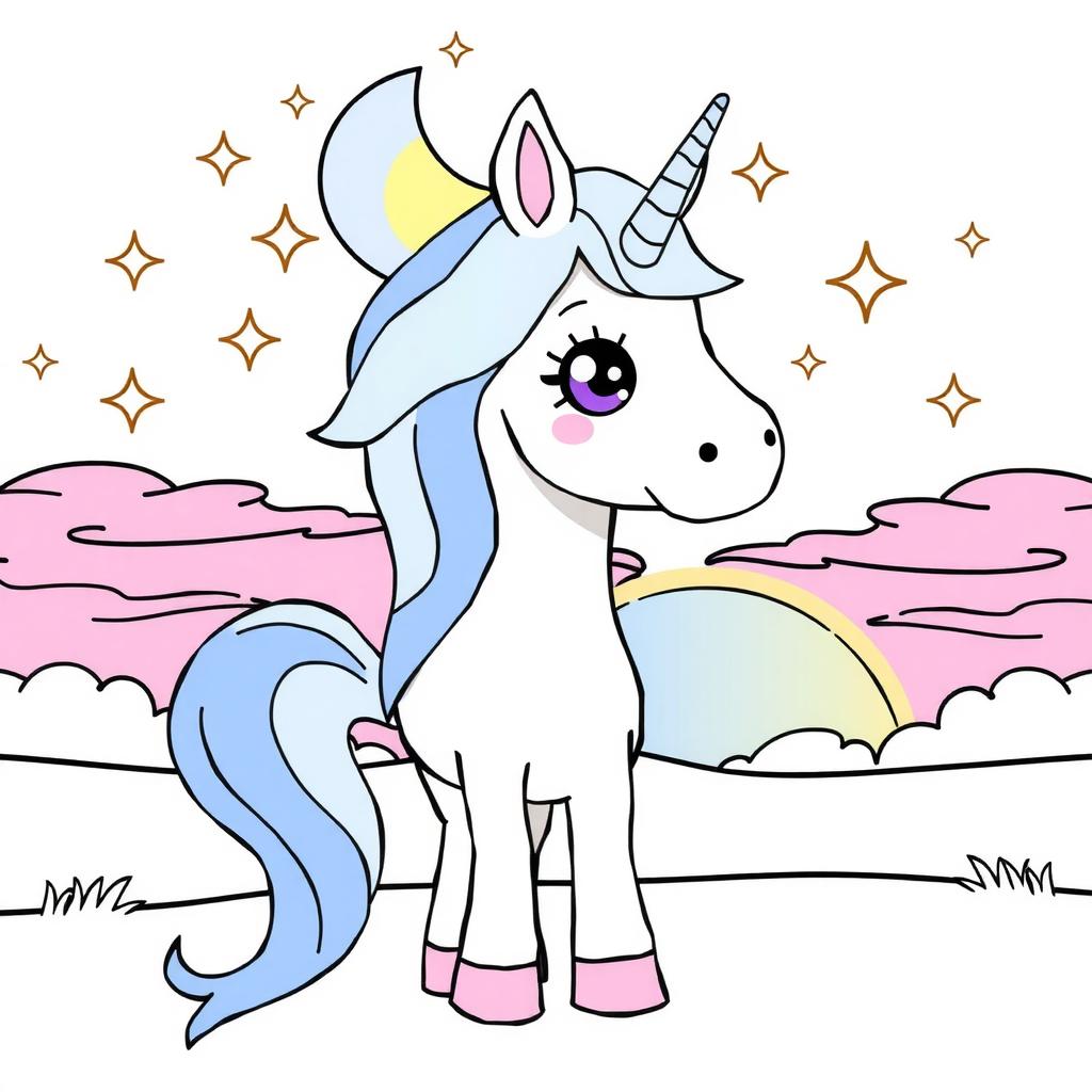 Rainbow Horn Sparkles — Unicorn Coloring Page coloring page