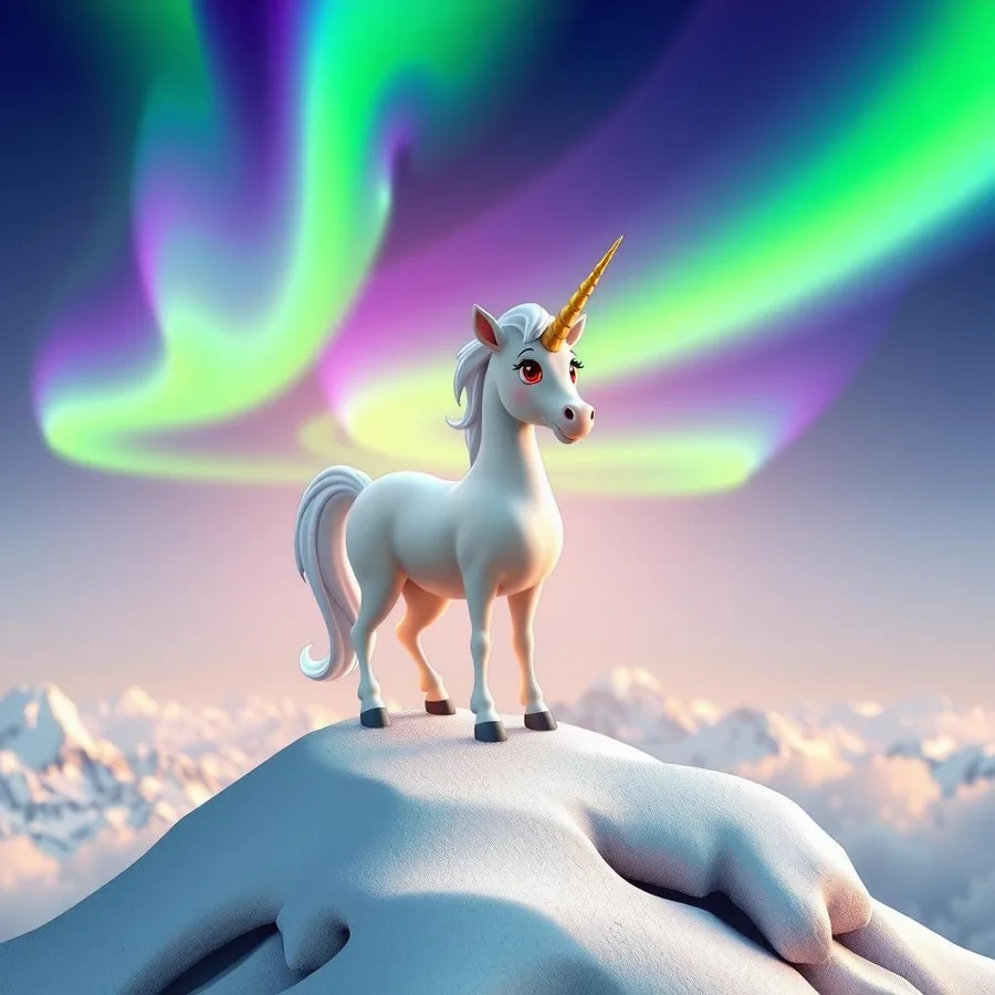 Majestic Unicorn on Snowy Peak — Free Coloring Page for Kids