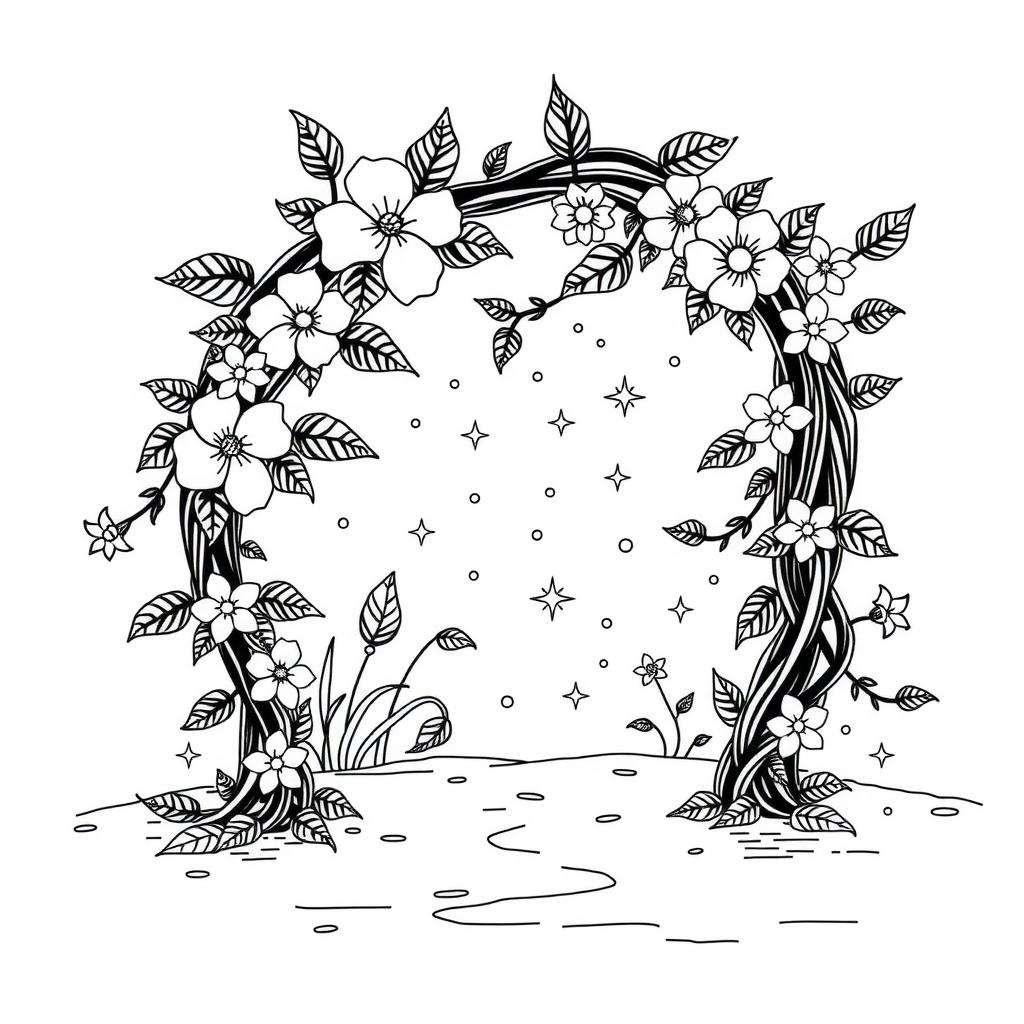 Enchanted Portal — Unicorn Coloring Page coloring page