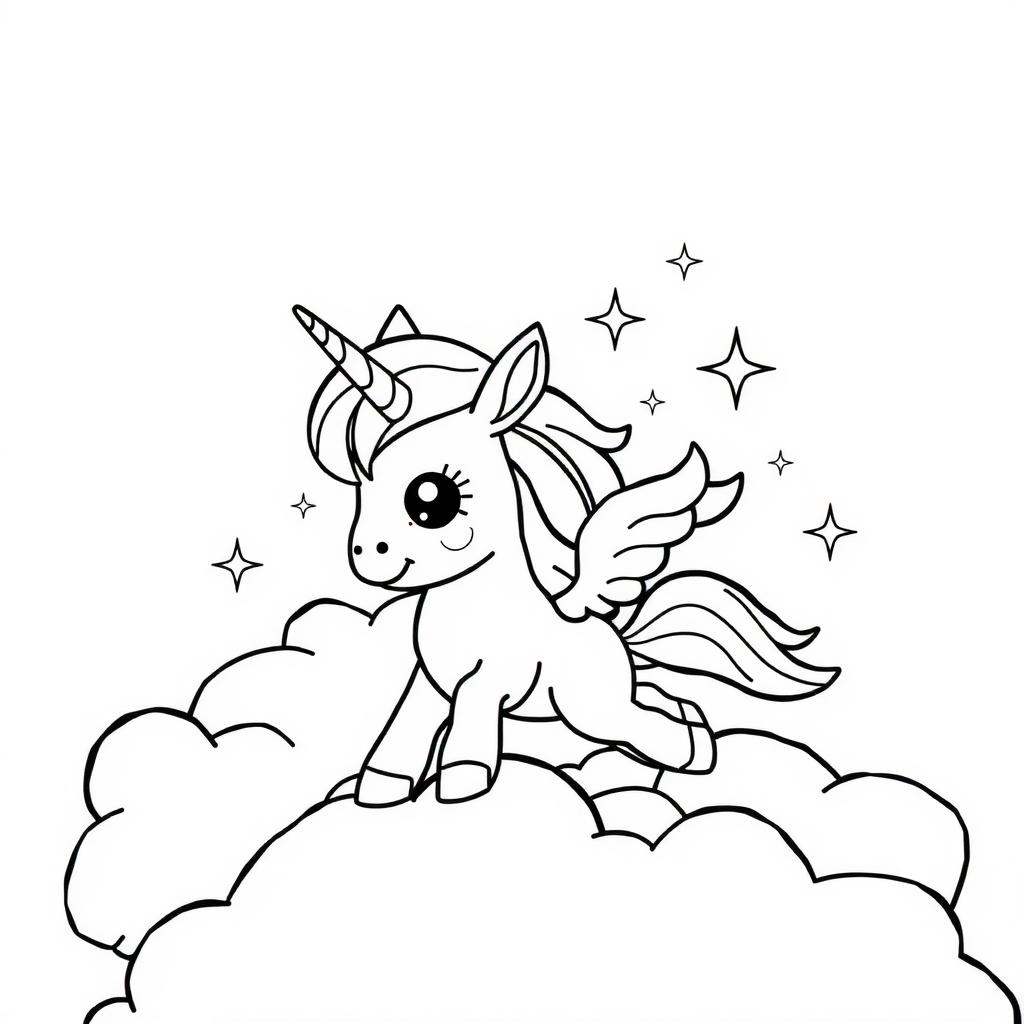 First Flight Baby — Unicorn Coloring Page coloring page