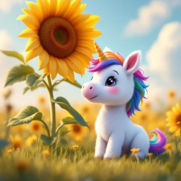Baby Unicorn Flowers — Free Coloring Page for Kids