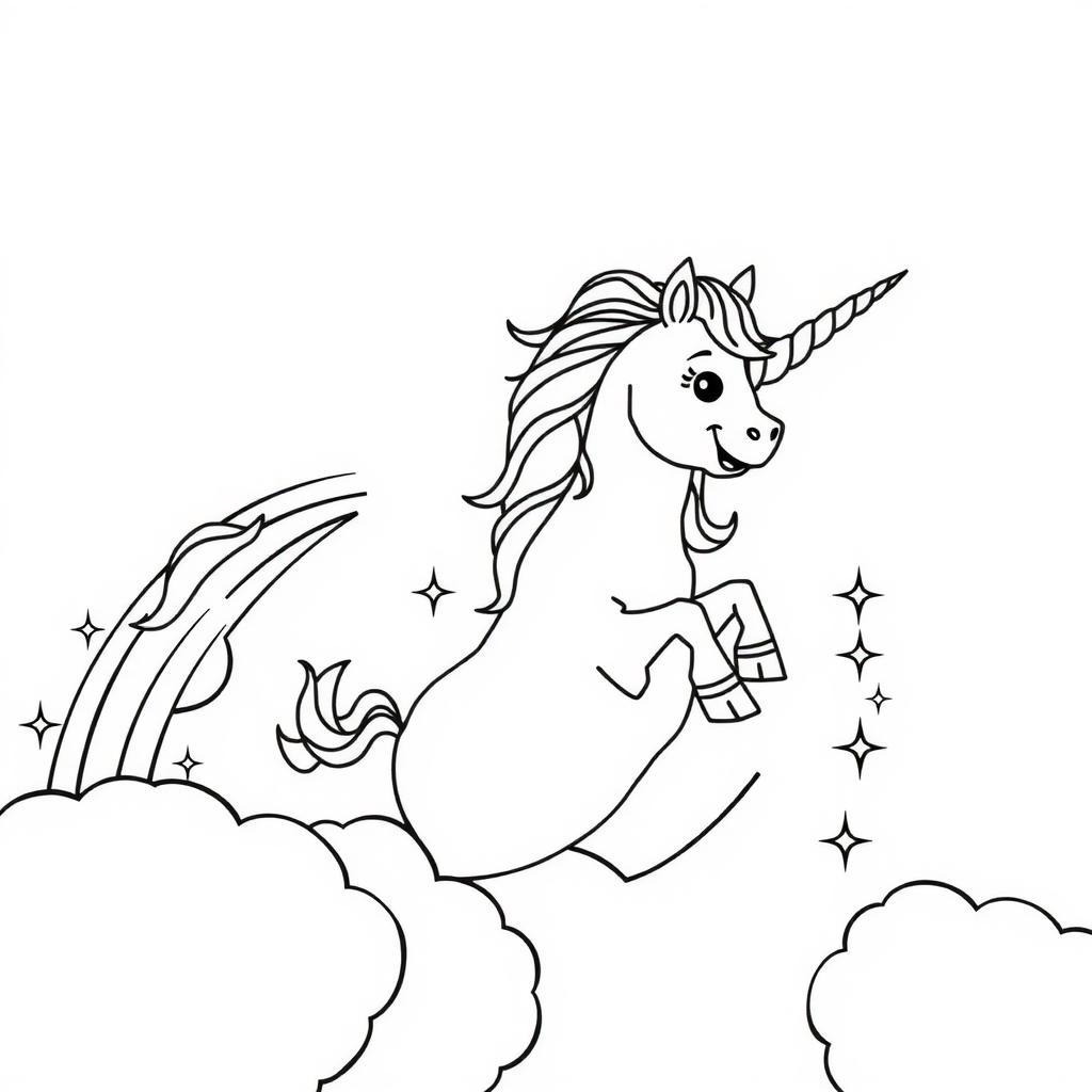 Cloud Jump Rainbow — Free Printable Coloring Page for Kids coloring page