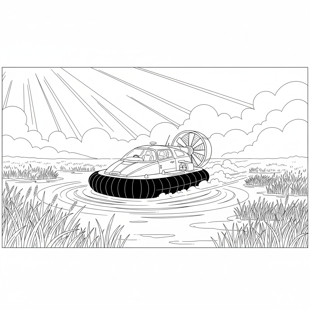 Hovercraft Marsh — Free Coloring Page for Kids coloring page