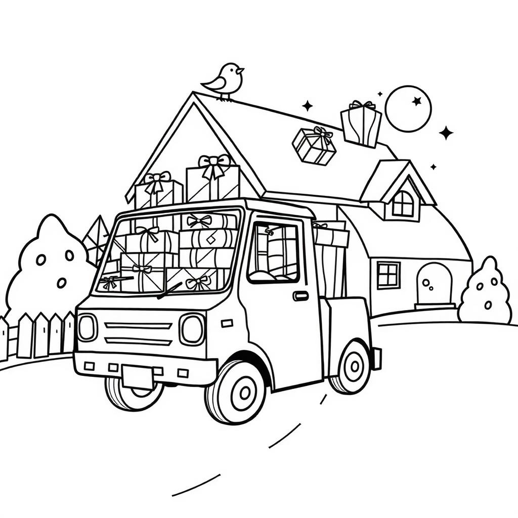 Wooden Truck Adventure — Free Coloring Page for Kids coloring page