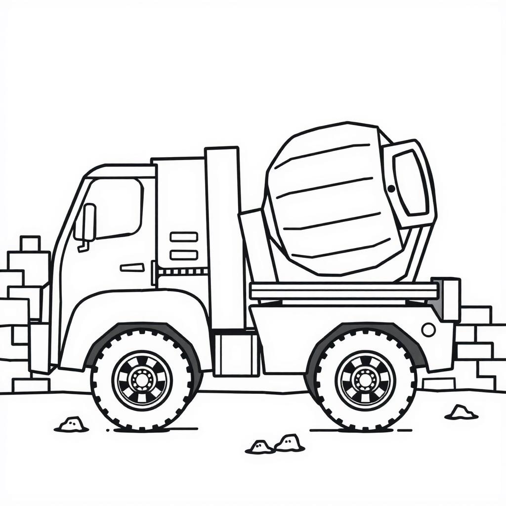 Cement Mixer Fun — Free Coloring Page for Kids coloring page