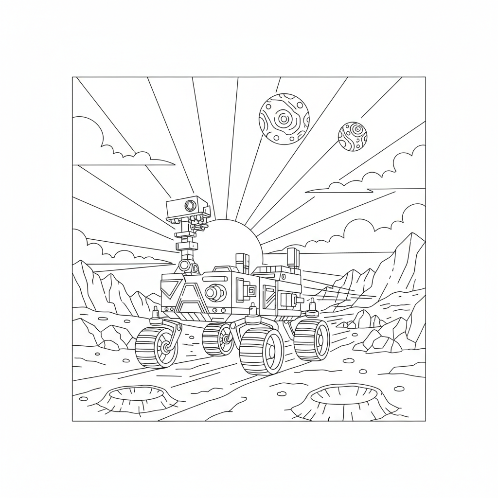 Mars Rover Adventure — Free Printable Coloring Page for Kids coloring page