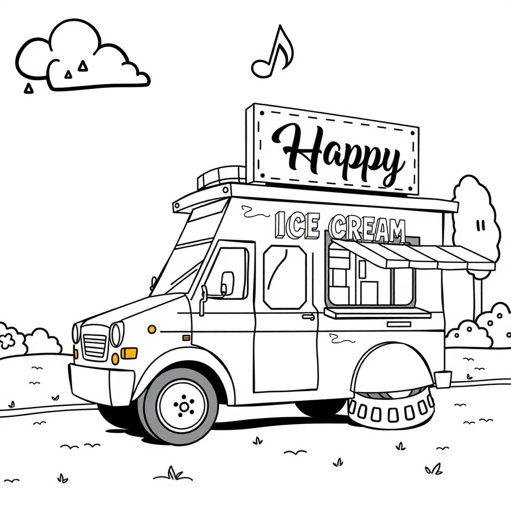 Ice Cream Truck — Free Coloring Page for Kids coloring page