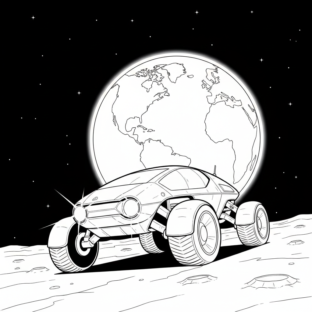 Lunar Rover Adventure — Free Printable Coloring Page for Kids coloring page