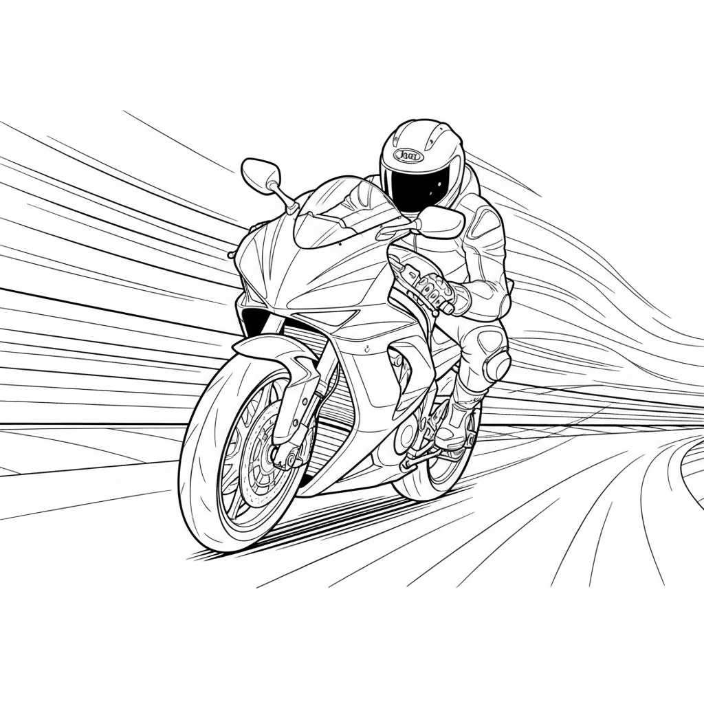 Sport Motorcycle Lean — Free Coloring Page for Kids coloring page